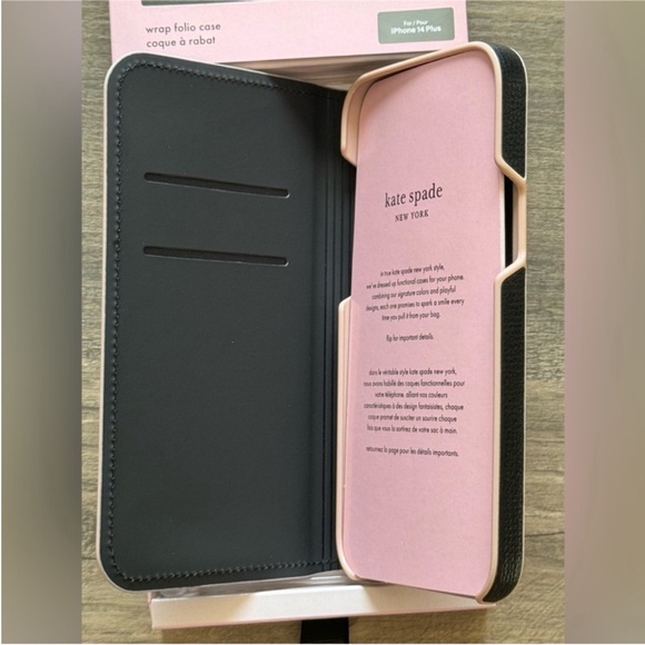 Kate Spade Wrap Folio Wallet Case IPhone 14 Plus Black New! - Picture 5 of 14